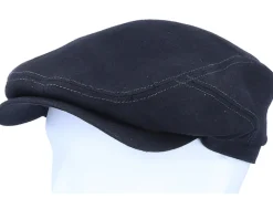 Flat Caps-Stetson Driver Cap Linen 1 Black Flat Cap -