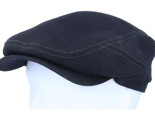 Flat Caps-Stetson Driver Cap Linen 1 Black Flat Cap -