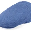 Flat Caps-Stetson Driver Cap Linen Blue With White Stripe Flat Cap -