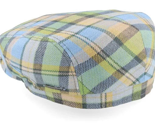 Flat Caps-Stetson Driver Cap Linen Check Multicolor Flat Cap -
