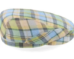 Flat Caps-Stetson Driver Cap Linen Check Multicolor Flat Cap -