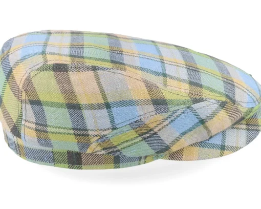 Flat Caps-Stetson Driver Cap Linen Check Multicolor Flat Cap -