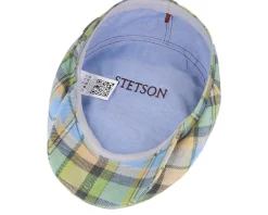 Flat Caps-Stetson Driver Cap Linen Check Multicolor Flat Cap -
