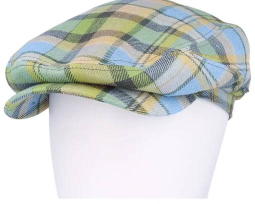Flat Caps-Stetson Driver Cap Linen Check Multicolor Flat Cap -