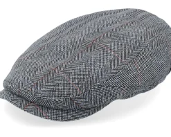 Flat Caps-Stetson Driver Cap Silk Black Herringbone Flat Cap -