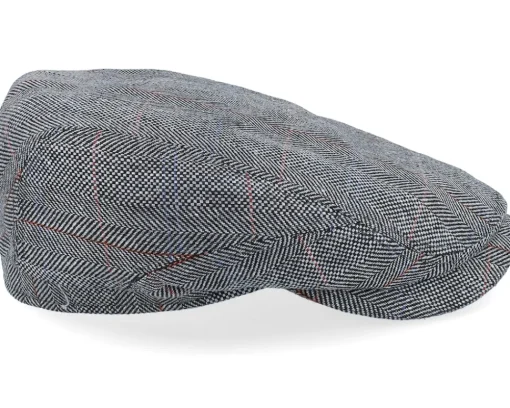 Flat Caps-Stetson Driver Cap Silk Black Herringbone Flat Cap -