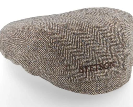 Flat Caps-Stetson Driver Cap Silk Brown Flat Cap -