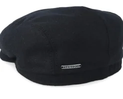 Outlet Stetson Driver Cap Virgin Wool/Casmere Black Flat Cap -