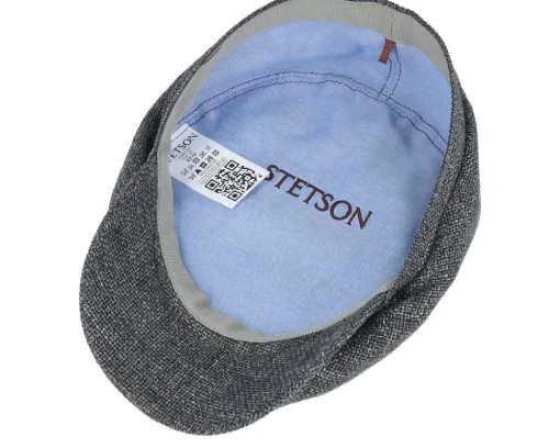 Flat Caps-Stetson Driver Cap Virgin Wool/Linen Grey Flat Cap -