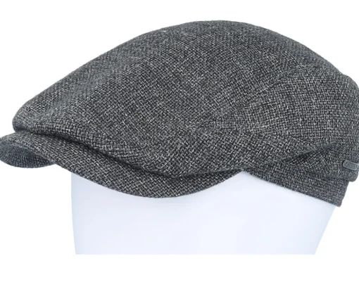 Flat Caps-Stetson Driver Cap Virgin Wool/Linen Grey Flat Cap -