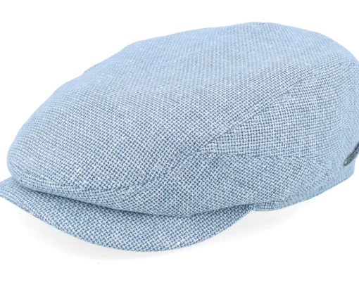 Flat Caps-Stetson Driver Virgin Wool/Linen Soft Blue Flat Cap -