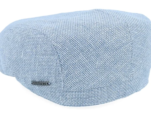 Flat Caps-Stetson Driver Virgin Wool/Linen Soft Blue Flat Cap -