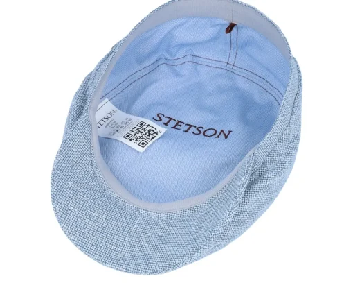 Flat Caps-Stetson Driver Virgin Wool/Linen Soft Blue Flat Cap -