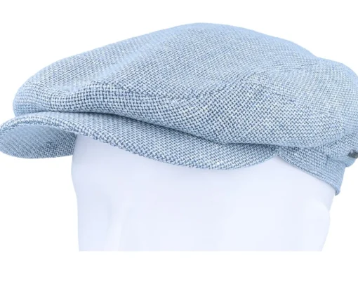 Flat Caps-Stetson Driver Virgin Wool/Linen Soft Blue Flat Cap -