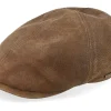 Earflap-Stetson Duck Pigskin Ear Flap Brown Flat Cap -
