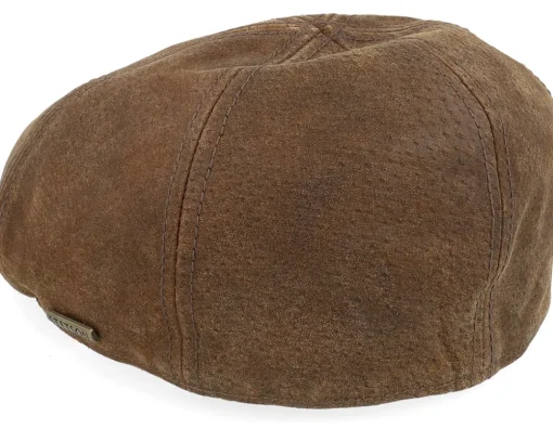 Earflap-Stetson Duck Pigskin Ear Flap Brown Flat Cap -