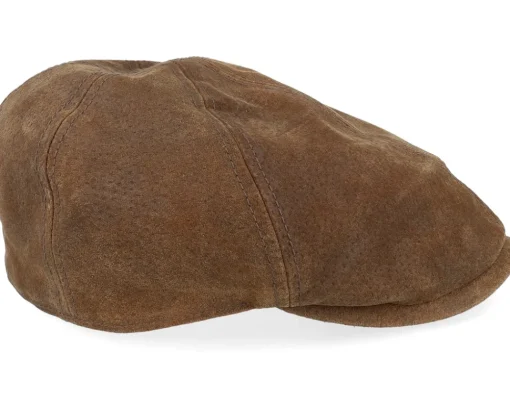 Earflap-Stetson Duck Pigskin Ear Flap Brown Flat Cap -