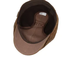 Earflap-Stetson Duck Pigskin Ear Flap Brown Flat Cap -