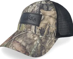 Trucker-Wild Spirit Engraved Alaska Mountain Patch Mossy Oak/Black Trucker -