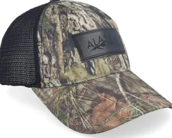 Trucker-Wild Spirit Engraved Alaska Mountain Patch Mossy Oak/Black Trucker -