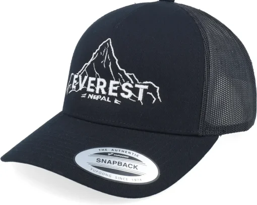 Trucker-Wild Spirit Everest Nepal Mountain Black A-frame Trucker -