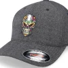 New Calaveras Evil Skull Patch Melange Grey Flexfit -