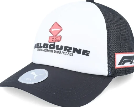 Adjustable-Puma F1 Logo 25 Race Special Australia White/Black A-Frame Trucker -