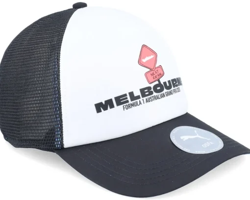 Adjustable-Puma F1 Logo 25 Race Special Australia White/Black A-Frame Trucker -