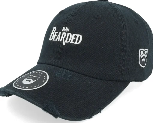 Dad Cap-Bearded Man Fab Beardedmania Ripped Black Dad Cap -