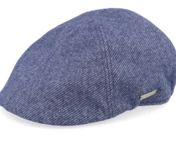 New Seeberger Fabric Flat Cap - Blue