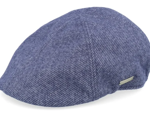 New Seeberger Fabric Flat Cap - Blue