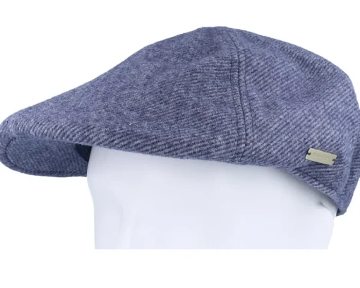 New Seeberger Fabric Flat Cap - Blue