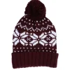 Discount Beechfield Fair Isle Snowstar® Beanie Burgundy/White Pom - Red