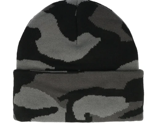 Cuff Beanies-John Deere Fake Leather Patch Knit Beanie Camouflage Cuff -