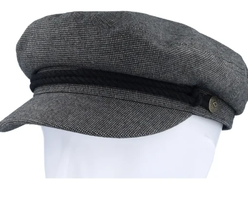 Vega-Brixton Fiddler Cap Mixed Tweed Black Vega Cap -