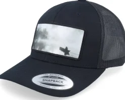 Snapback-Hunter Fishing Boat Wide Patch Retro Trucker - Black