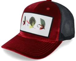 Velvet Caps-Skillfish Fishing Flies Velvet /Black A-frame Trucker - Red