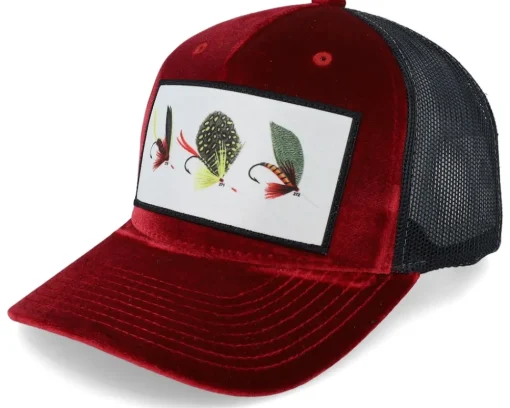 Velvet Caps-Skillfish Fishing Flies Velvet /Black A-frame Trucker - Red