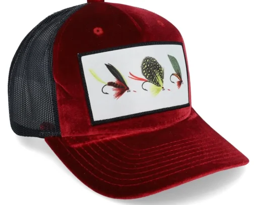 Velvet Caps-Skillfish Fishing Flies Velvet /Black A-frame Trucker - Red