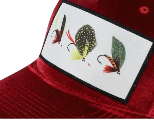 Velvet Caps-Skillfish Fishing Flies Velvet /Black A-frame Trucker - Red