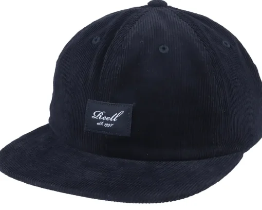 Online Reell Flat 6-Panel Cap Black Cord Snapback -
