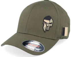 Flexfit-Army Head France Army Skull Olive Wooly Combed Flexfit - Green