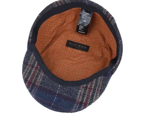 Flat Caps-Mayser Frankie Fancy Karo Blue Flat Cap -