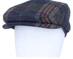 Flat Caps-Mayser Frankie Fancy Karo Blue Flat Cap -