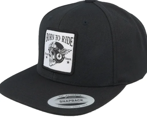 Snapback-Born To Ride Free Soul Skull Patch Black Snapback -