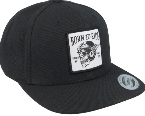 Snapback-Born To Ride Free Soul Skull Patch Black Snapback -