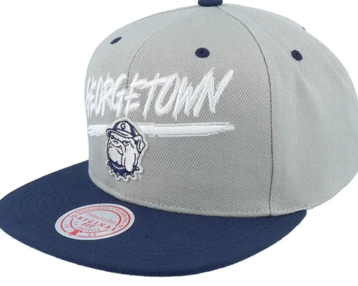 Best Mitchell & Ness Georgetown Hoyas Transcript /Navy Snapback - Grey