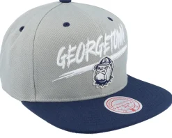 Best Mitchell & Ness Georgetown Hoyas Transcript /Navy Snapback - Grey
