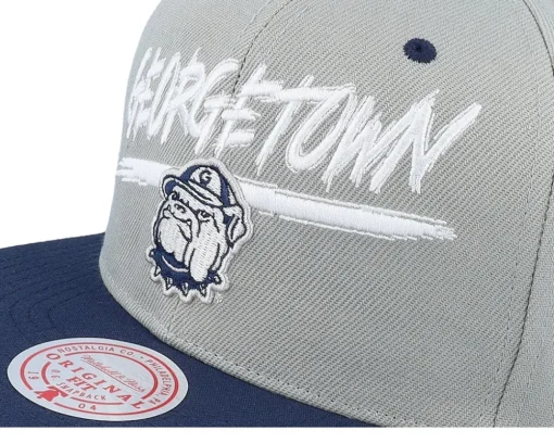 Best Mitchell & Ness Georgetown Hoyas Transcript /Navy Snapback - Grey