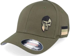 New Army Head Germany Army Skull Olive Wooly Combed Flexfit - Green